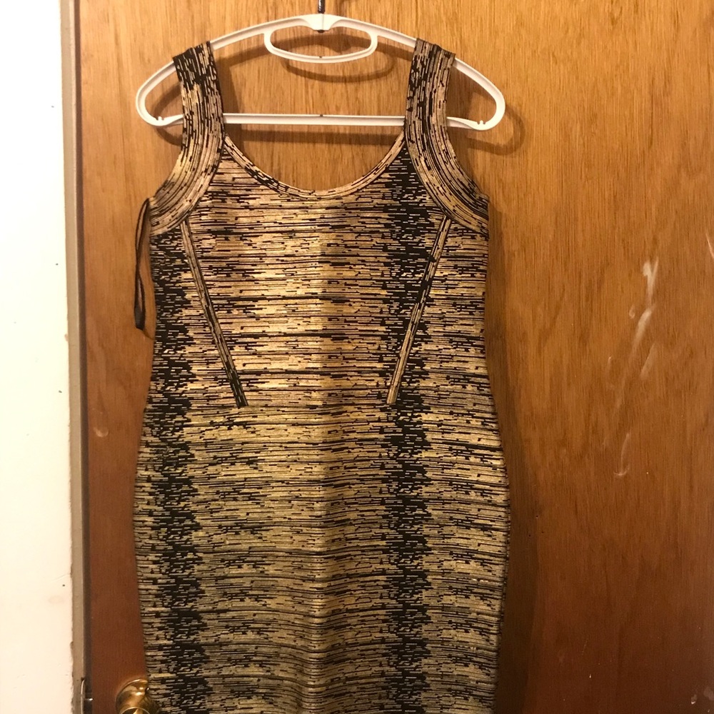 Size 10 VM Collection Black & Gold Bodycon Dress